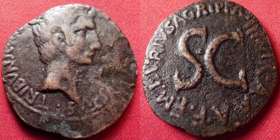 Ancient Coins - AUGUSTUS AE as. Moneyer's series, large SC. Moneyer P Lurius Agrippa. 7 BC