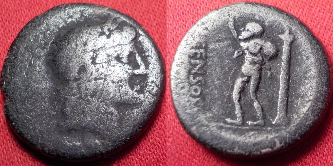 L MARCIUS CENSORINUS AR silver denarius. Satyr Marsyas, carrying wineskin