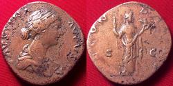 Ancient Coins - FAUSTINA II JUNIOR AE sestertius. Fecunditas standing, holding infant.