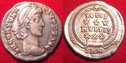 Ancient Coins - CONSTANTIUS II AR silver siliqua. 3.4 grams. Nicomedia mint. VOTIS XXV MVLTIS XXX.