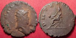 Ancient Coins - GALLIENUS AE silvered antoninianus. Mediolanum, 259 AD. Emperor seated left, holding globe & scepter.