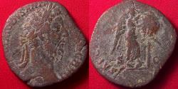 Ancient Coins - COMMODUS AE sestertius. Victory standing right, inscribing shield with VO DE