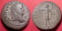 Ancient Coins - VESPASIAN AR billon tetradrachm. Alexandria in elephant skin headdress, holding wreath & scepter.
