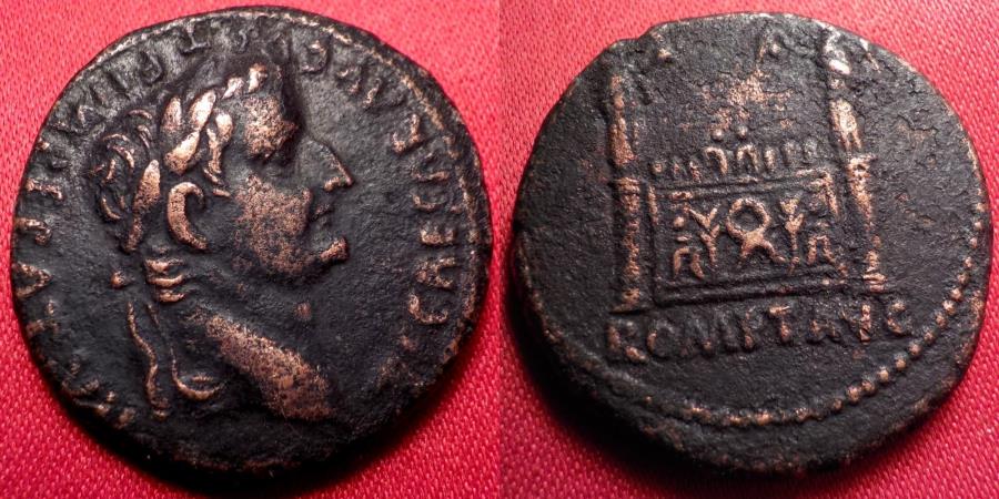 Tiberius, as Caesar, Ć Semis. 12-14 AD. Lugdunum mint. TI 