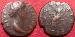 Ancient Coins - DIVA FAUSTINA I AE as. Ceres enthroned, holding ears & torch.