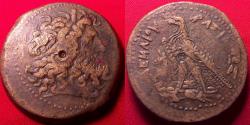Ancient Coins - PTOLEMY IV PHILOPATOR AE 34mm triobol. Eagle standing, SE between legs