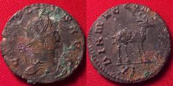 Ancient Coins - GALLIENUS AE antoninianus. DIANAE CONS AVG, Stag walking right