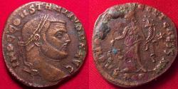 Ancient Coins - CONSTANTIUS I CHLORUS, as Caesar, AE large follis. Rome mint, SAC MON VRB, Moneta standing.