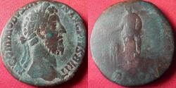 Ancient Coins - COMMODUS AE sestertius. Rome, 185 AD. VOTA SVSCEP DECEN, togate Commodus sacrificing over altar.