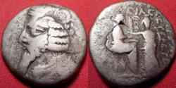 Ancient Coins - VONONES I King of the Parthians AR silver tetradrachm. 8-12 AD. Vonones receiving palm from Tyche