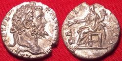 Ancient Coins - SEPTIMIUS SEVERUS AR silver denarius. PACI AUGUSTAE, Pax seated. Attractive