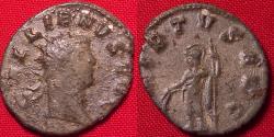 Ancient Coins - GALLIENUS AE silvered antoninianus. Virtus standing, holding spear & shield