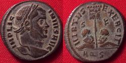 Ancient Coins - LICINIUS I AE follis. Aquileia. Two captives under vexillum