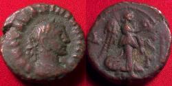 Ancient Coins - MAXIMIANUS AE Potin tetradrachm. Alexandria, Egypt, year 3. Nike advancing, holding palm & wreath.