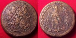 Ancient Coins - PTOLEMY III EUERGETES 35mm triobol. Eagle standing, Chi-Ro between legs.