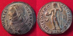 Ancient Coins - LICINIUS I AUGUSTUS silvered follis. Alexandria. Jupiter standing. Nice golden toned silvering.