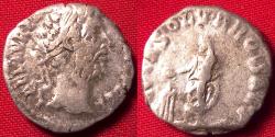 Ancient Coins - COMMODUS AR silver denarius. VOTA SOLU PRO SAL, Emperor sacrificing over altar.