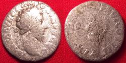 Ancient Coins - MARCUS AURELIUS AR silver denarius. Providentia standing, holding globe & cornucopia.