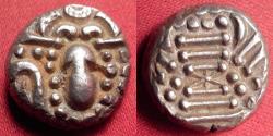 Ancient Coins - CHAULUKYA / PARAMARA Dynasties AR silver drachm. Gujarat/Rajasthan region, India, 950-1050 AD. Stylized Indo Sassanian portrait / Fire altar.
