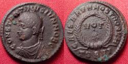 Ancient Coins - CONSTANTINE II CAESAR AE3 follis. VOT X in wreath, Thessalonica.