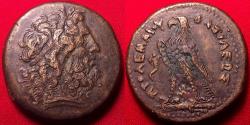 Ancient Coins - PTOLEMY III EUERGETES AE diobol. Eagle standing, Chi-Rho between legs. Scarce