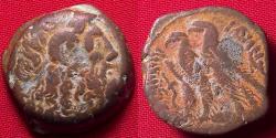 Ancient Coins - PTOLEMY IX & PTOLEMY X AE '40 drachms' (obol). Two eagles. 113-81 BC