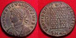 Ancient Coins - CONSTANTIUS II CAESAR AE silvered follis. Alexandria. Wreath & I in fields. Scarce.