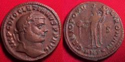 Ancient Coins - DIOCLETIAN AE follis. Antioch, 297-298 AD. Genius standing.