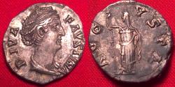 Ancient Coins - DIVA FAUSTINA I AR silver denarius. Ceres standing, holding long torch