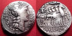 Ancient Coins - SULLA'S TRIUMPH. L MANLIUS TORQUATUS & LUCIUS CORNELIUS SULLA AR silver denarius. Military mint, 82 BC. Sulla in triumphal quadriga. Scarce.
