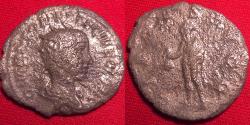 Ancient Coins - HERENNIUS ETRUSCUS AR silver antoninianus. PIETAS AVGG, Mercury standing, holding purse & caduceus