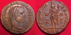 Ancient Coins - GALERIUS AUGUSTUS AE silvered follis. Genio Imperatoris, Genius standing. Alexandria mint.