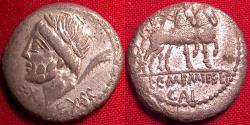 Ancient Coins - L & C MEMMIUS & L GALERIA AR silver denarius. Bust of Saturn, Venus on biga. Struck by Senatorial decree.