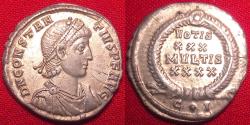 Ancient Coins - CONSTANTIUS II AR silver siliqua. Constantinople, 10th officina. Vows in wreath