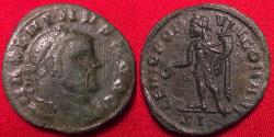 Ancient Coins - MAXIMINUS II, as Caesar, AE quarter follis. Genio Populi Romani, Siscia mint. Scarce