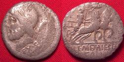 Ancient Coins - L & C MEMMIUS & L GALERIA AR silver denarius. Bust of Saturn, Venus on biga. Struck by Senatorial decree.
