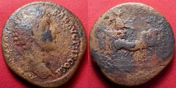 Ancient Coins - MARCUS AURELIUS CAESAR AE sestertius. Triumphal quadriga riding right. Very scarce