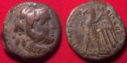 Ancient Coins - PTOLEMY II PHILADELPHOS AE hemiobol. Alexander III in elephant skin headdress. Eagle standing