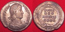 Ancient Coins - CONSTANTIUS II AR silver siliqua. Constantinople, 3rd officina. Vows in wreath