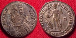 Ancient Coins - LICINIUS I AE silvered follis. IOVI CONSERVATORI AVGG, Jupiter with captive at his feet. Antioch