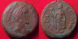 Ancient Coins - ANTONINUS PIUS AE diobol. Alexander, year 13. Elpis advancing, holding flower. Rare.