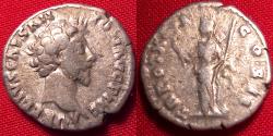 Ancient Coins - MARCUS AURELIUS AR silver denarius. Felicitas standing, holding caduceus & scepter.