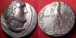 Ancient Coins - PTOLEMY II PHILADELPHOS AR silver tetradrachm. Ake Ptolemais mint (Acre). Eagle on thunderbolt. Struck 254-253 BC.