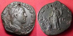 Ancient Coins - PHILIP I AE sestertius. ANNONA standing, holding cornucopia and corn ears over modius