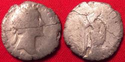 Ancient Coins - ANTONINUS PIUS AR silver denarius. COS IIII, Fortuna standing, holding rudder set on globe, & cornucopia.