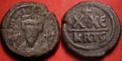 Ancient Coins - PHOCAS AE half follis. CARTHAGE mint. Large XX with cross above. 606-607 AD.
