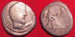 Ancient Coins - L TITURIUS L F SABINUS AR silver denarius. Bust of King Tatius, Abduction of the Sabine women. Scarce.