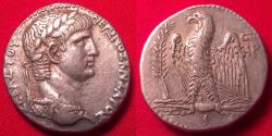 Ancient Coins - NERO AR silver tetradrachm. Seleucis & Pieria, Antioch, 59-60 AD. Eagle on thunderbolt