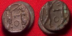 Ancient Coins - TWO fused coins! PHOENICIA, SIDON AR silver sixteenth shekels. Ba'alsillem II, 401-365 BC. Galley / King defeating lion.