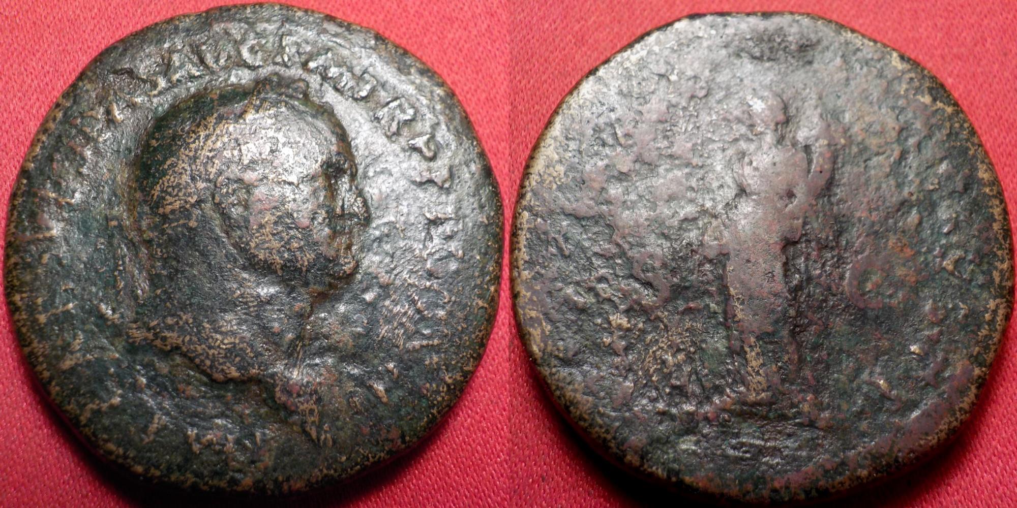 VESPASIAN AE sestertius. Rome, 71 AD. Pax standing, holding branch ...